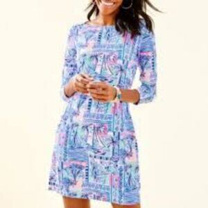 Lilly Pulitzer Sophie sailboat palm tree pink blue dress